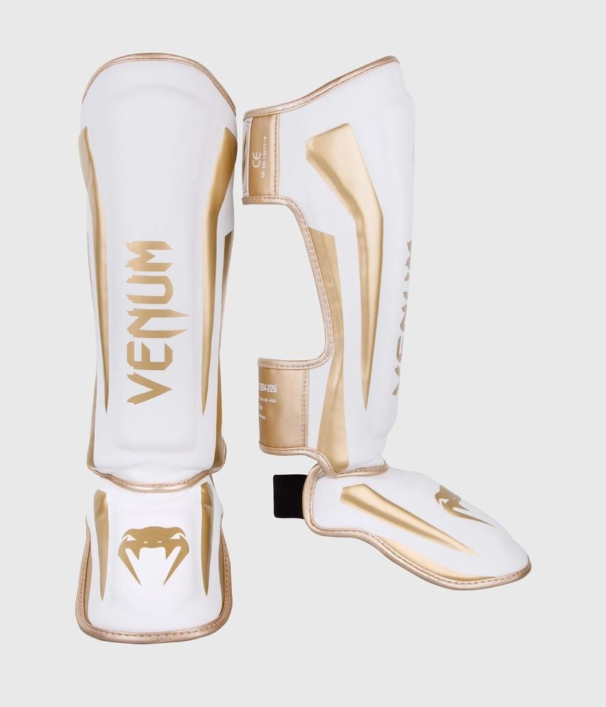 Venum Elite Standup Shinguards - White/Gold | Sportheavy